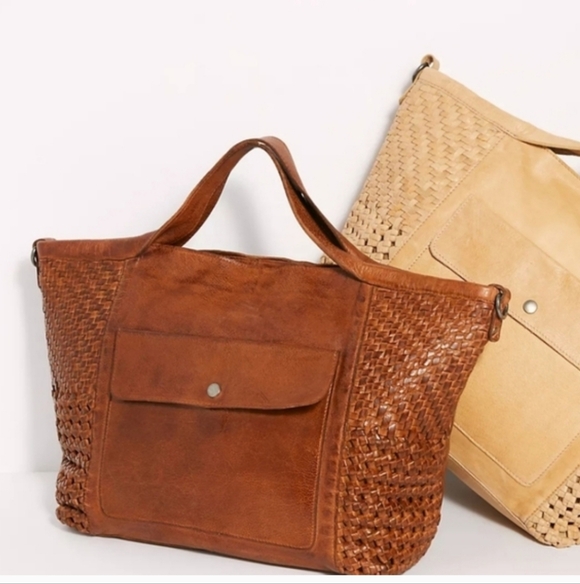 Latico Leather "Martine" Woven Tote Oversized Bag Color Honey - Picture 2 of 15